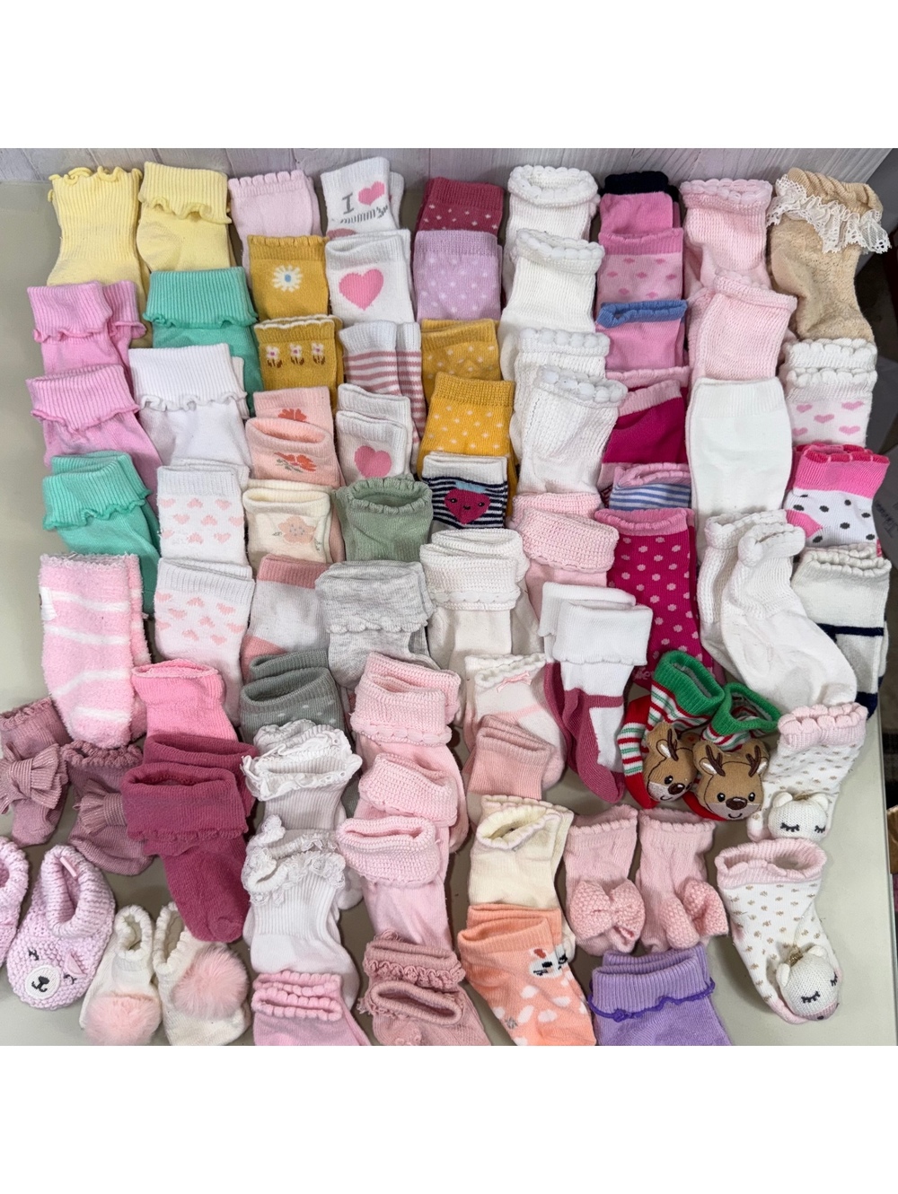 Baby Girl 0-12M 67 Pair Sock Lot Mixed Styles